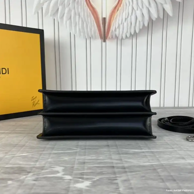 Cheap HOT Black Calf Bag Cut Leather Peekaboo In Mini Fendi 0614